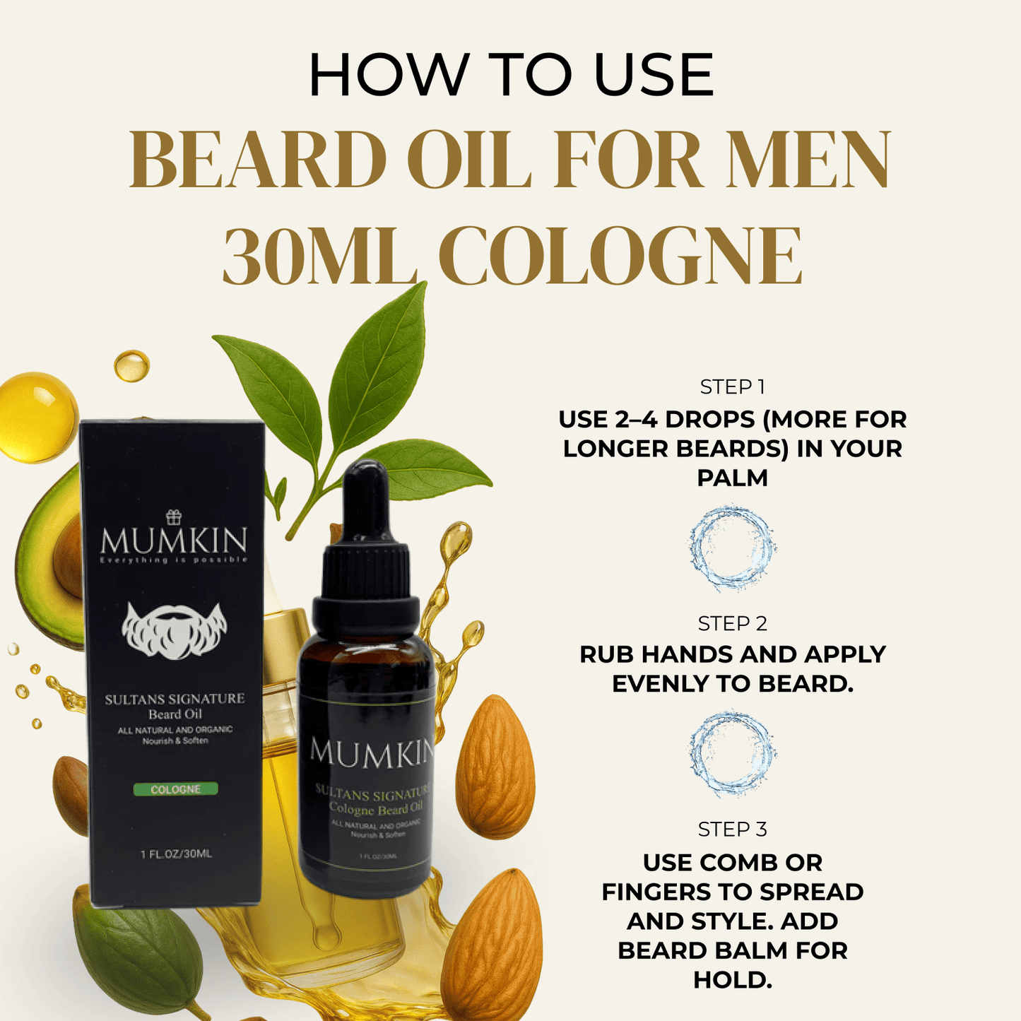 Best Beard Oil for Men 30ml COLOGNE | MUMKIN