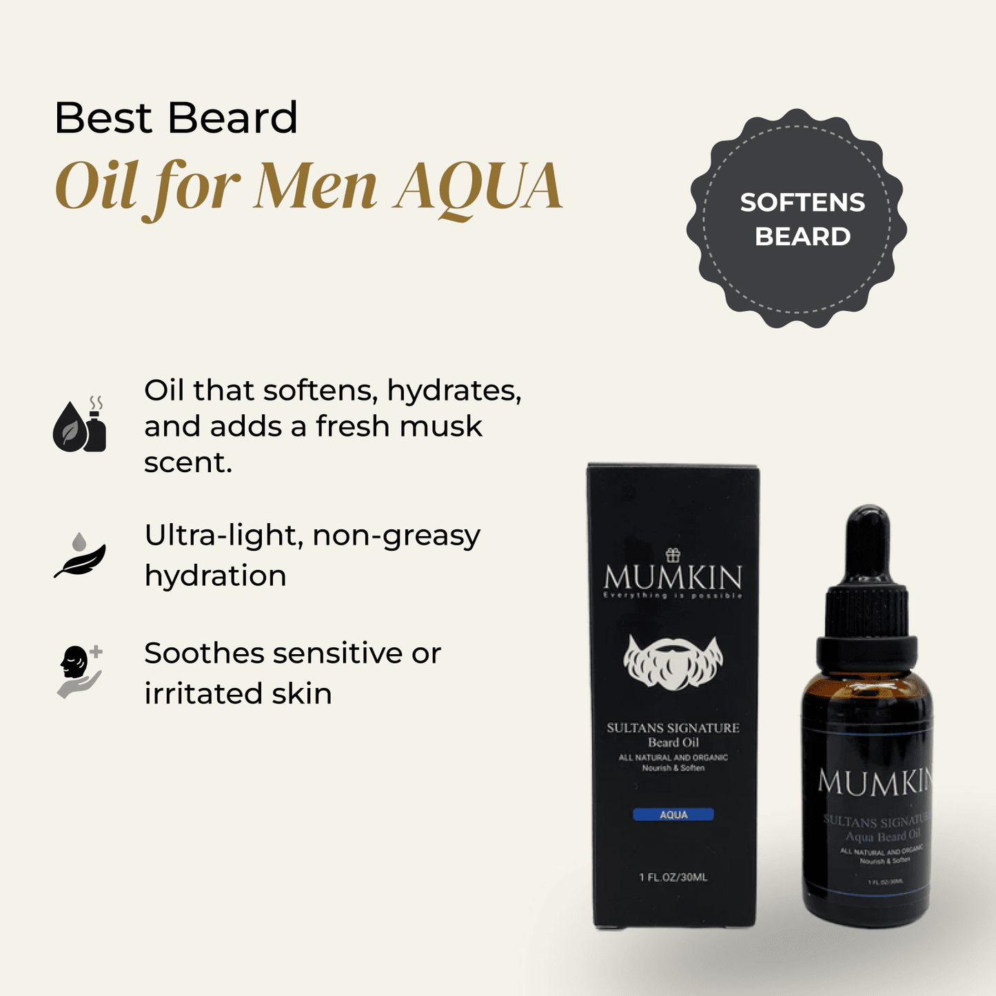 Best Beard Oil for Men AQUA | MUMKIN