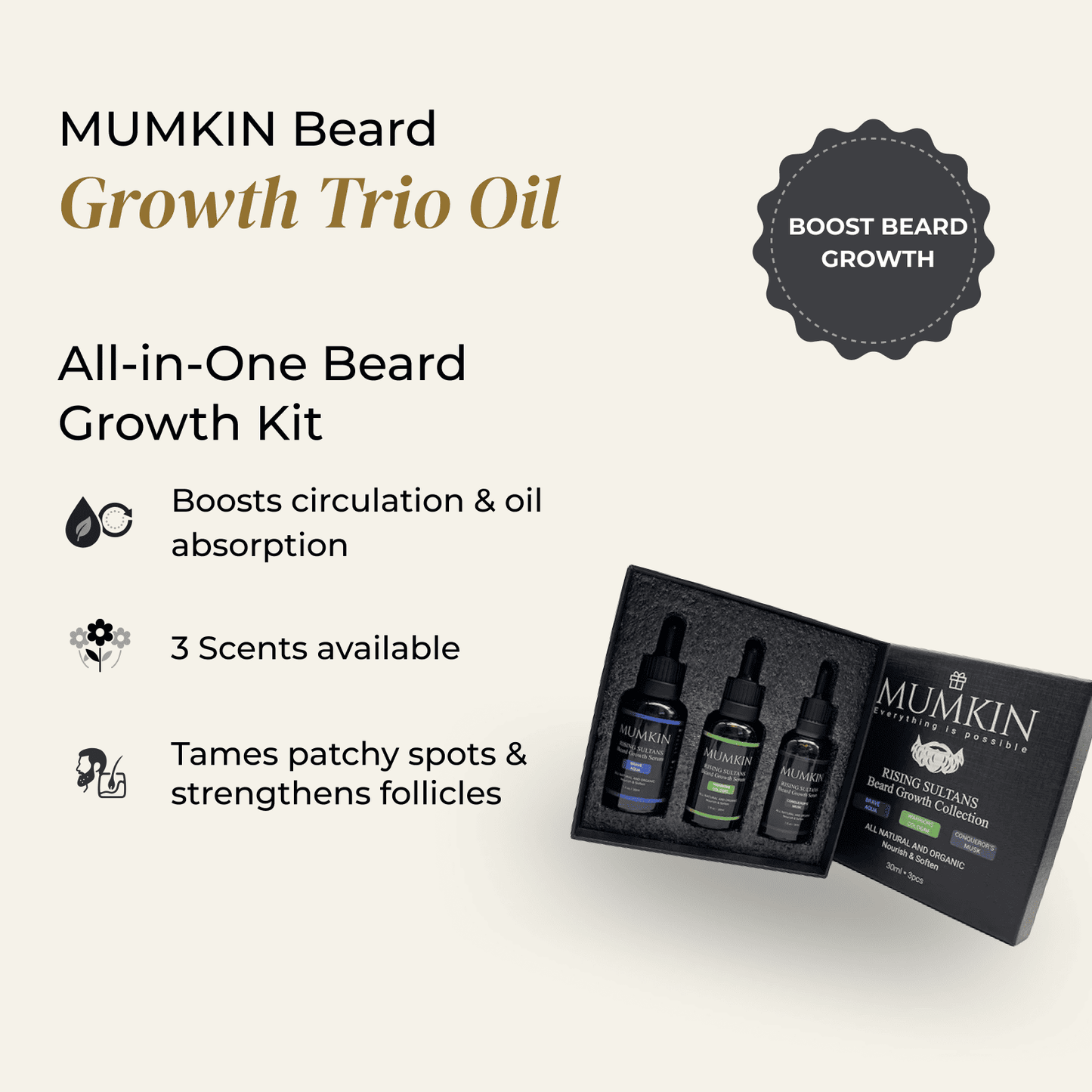 MUMKIN Beard Growth Trio Oil