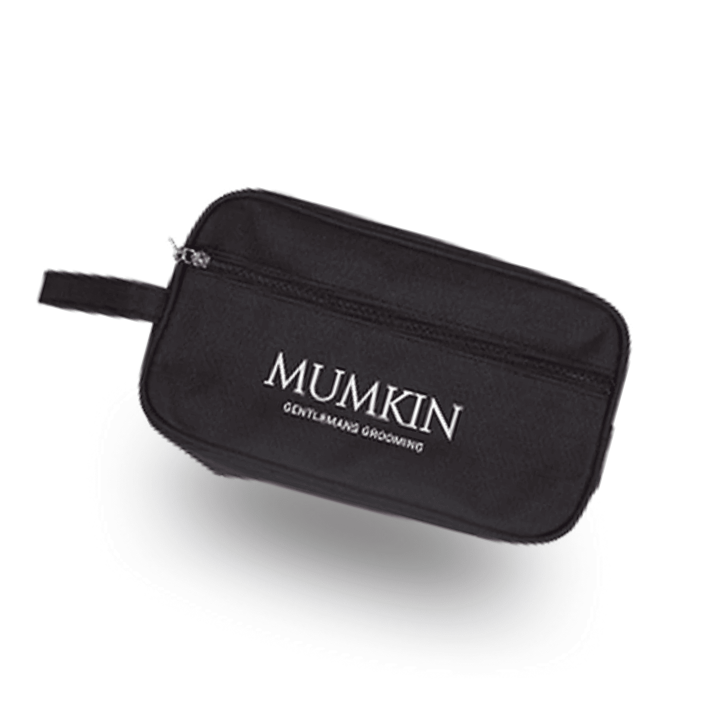Mumkin Gentlemen’s Grooming Toiletry Bag black nylon beard travel pouch with zipper and handle, lightweight and water-resistant for men’s grooming essentials.