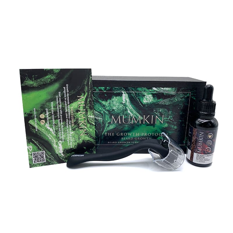 MUMKIN Beard Growth Kit with 0.5mm Titanium Derma Roller & Beard Growth Oil