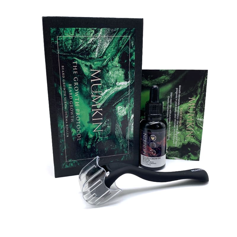 MUMKIN Beard Growth Kit with 0.5mm Titanium Derma Roller & Beard Growth Oil