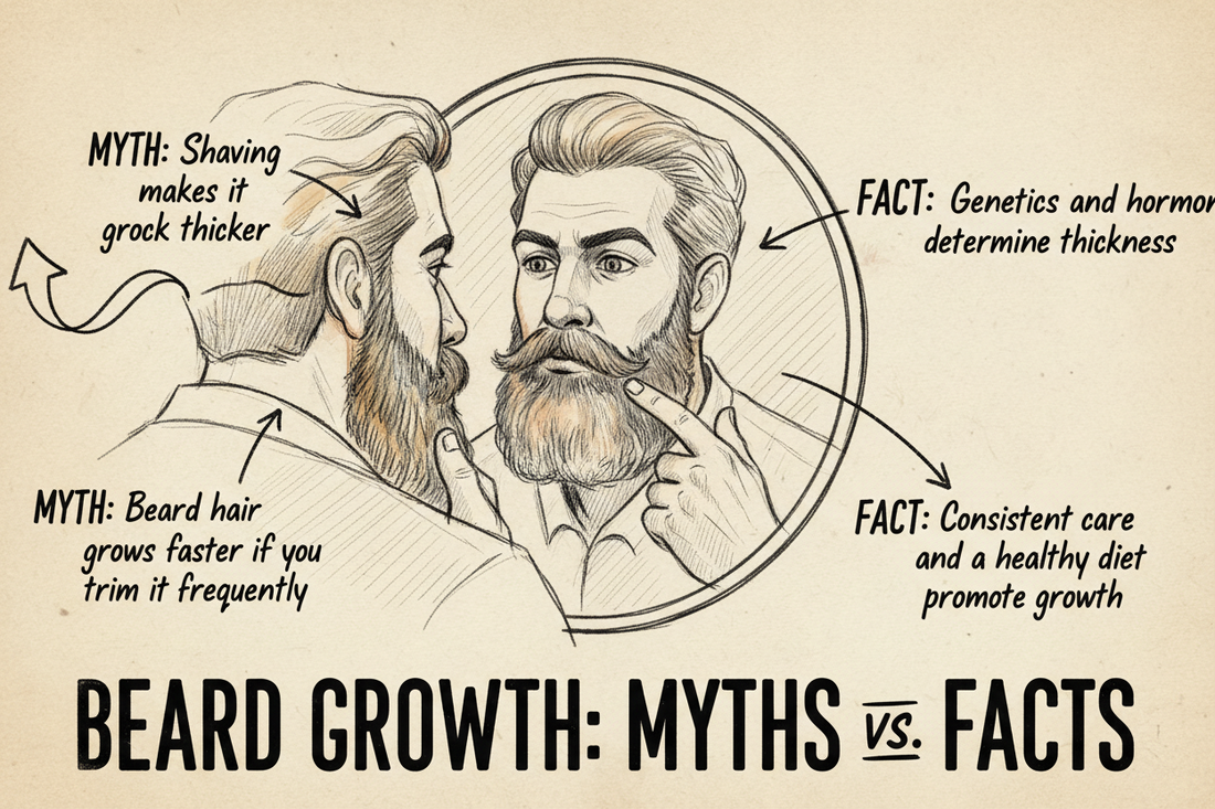 What Most Men Get Wrong About Beard Growth (And How to Correct It) infographic hand sketch