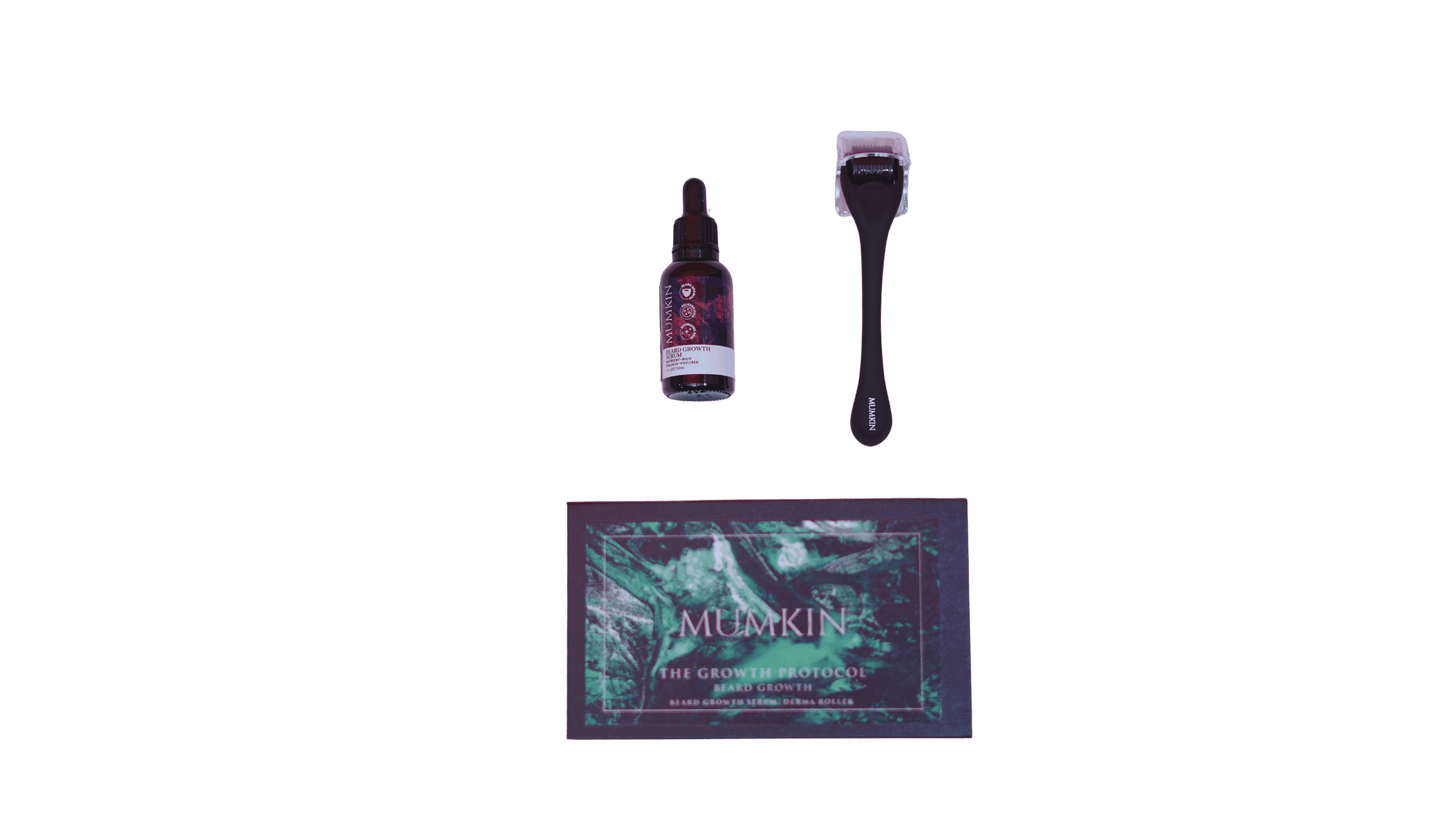 MUMKIN Beard Growth Kit with 0.5mm Titanium Derma Roller & Beard Growth Oil