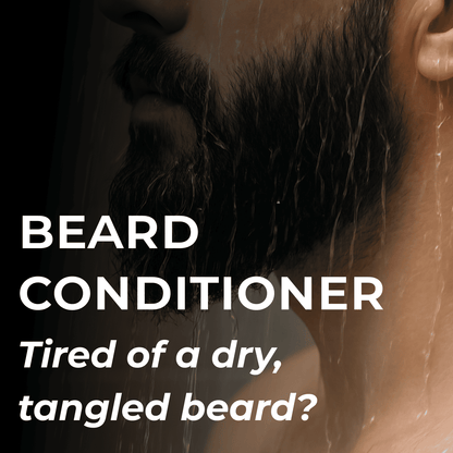 Mumkin Beard Conditioner for men deeply moisturizing formula that softens dry, tangled beard hair. Promotes smooth, manageable, and healthy-looking facial hair. Text on image reads “Tired of a dry, tangled beard?
