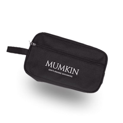Mumkin Gentlemen’s Grooming Toiletry Bag  black nylon beard travel pouch with zipper and handle, lightweight and water-resistant for men’s grooming essentials.