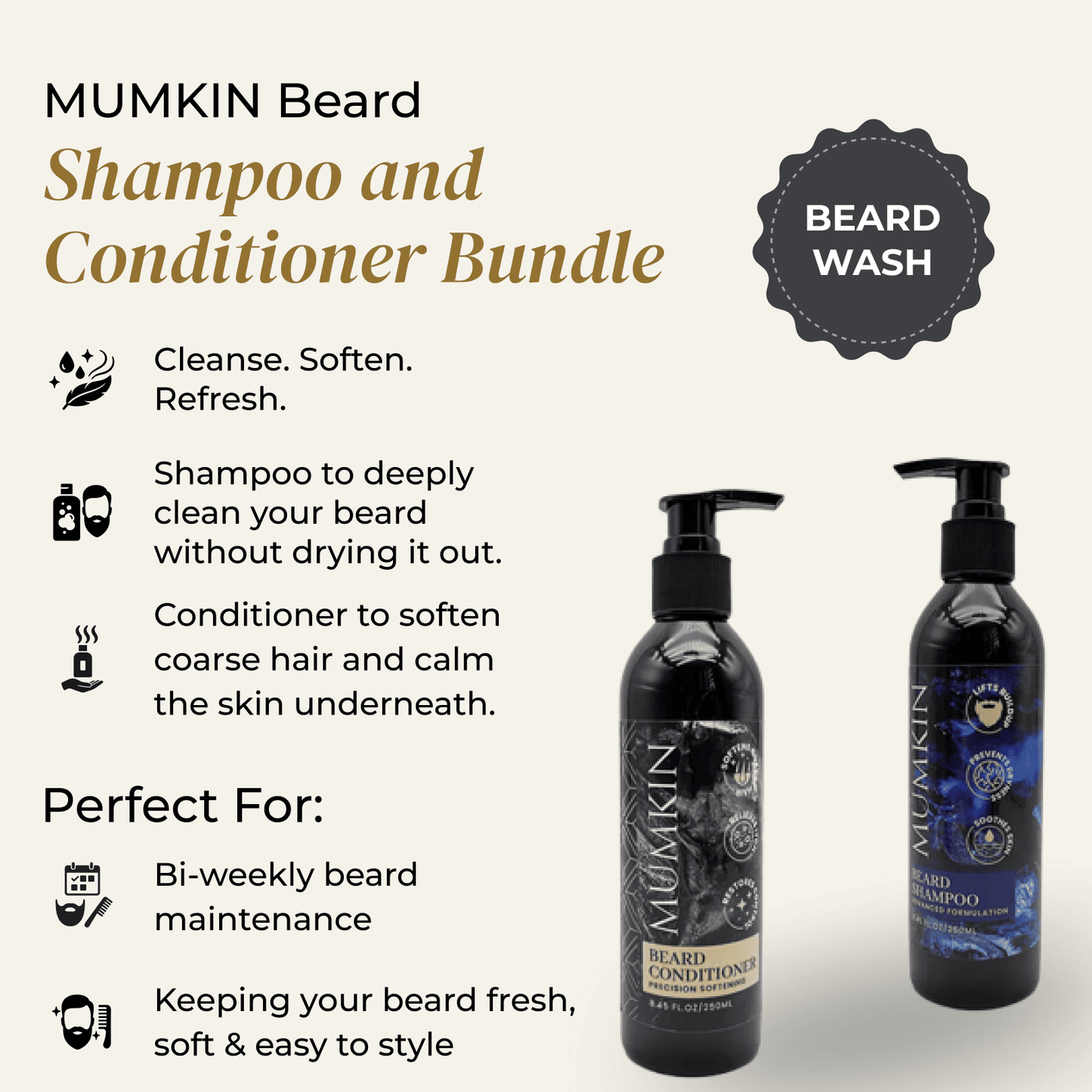 MUMKIN Beard Shampoo and Conditioner Bundle