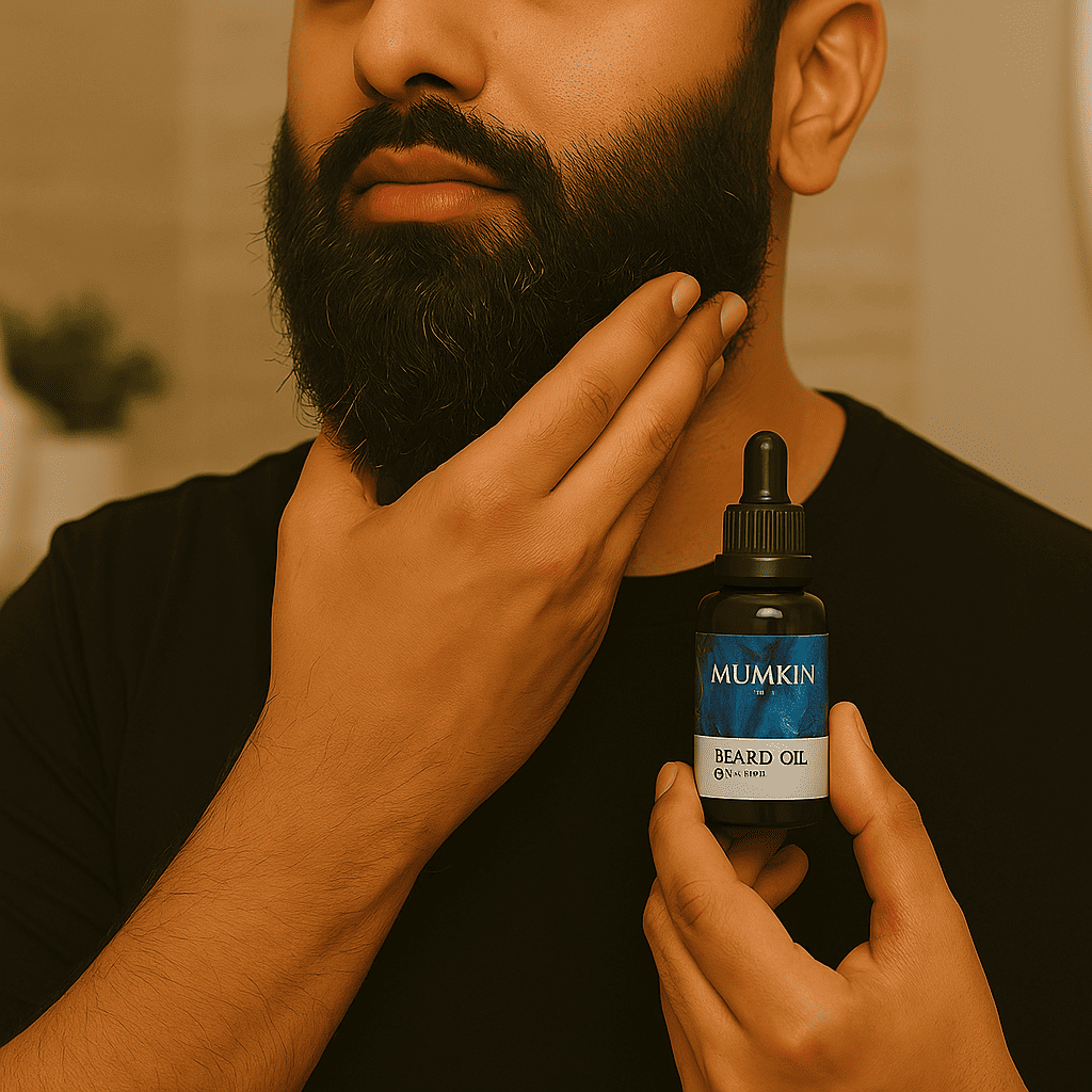 Step 3: How to use our Ultimate beard kit: Importance of beard oil which moisturizes and conditions both the beard hair and the skin underneath, making the beard softer, shinier, and more manageable.